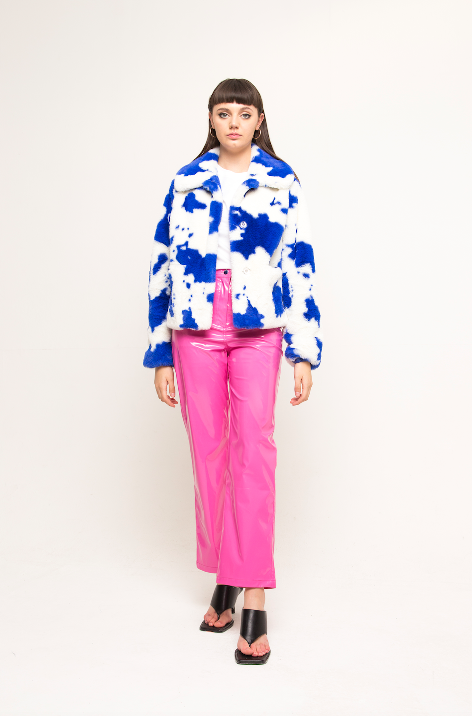 JAX FAUX FUR COAT BLUE COW