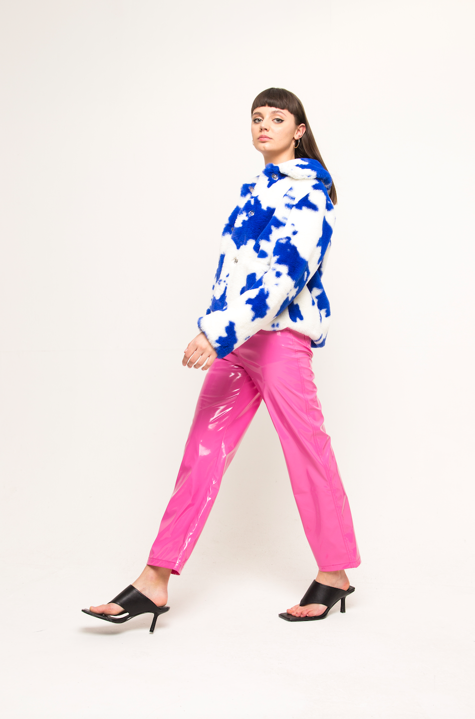 JAX FAUX FUR COAT BLUE COW