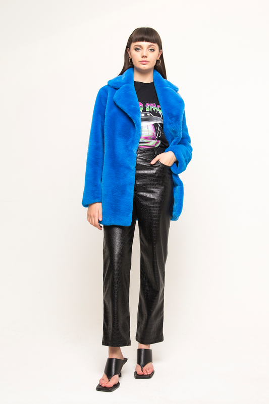 HENDRIX FAUX FUR COAT FRENCH BLUE