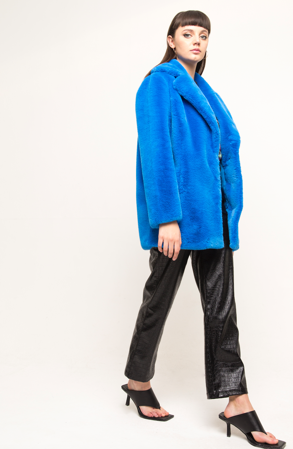 HENDRIX FAUX FUR COAT FRENCH BLUE