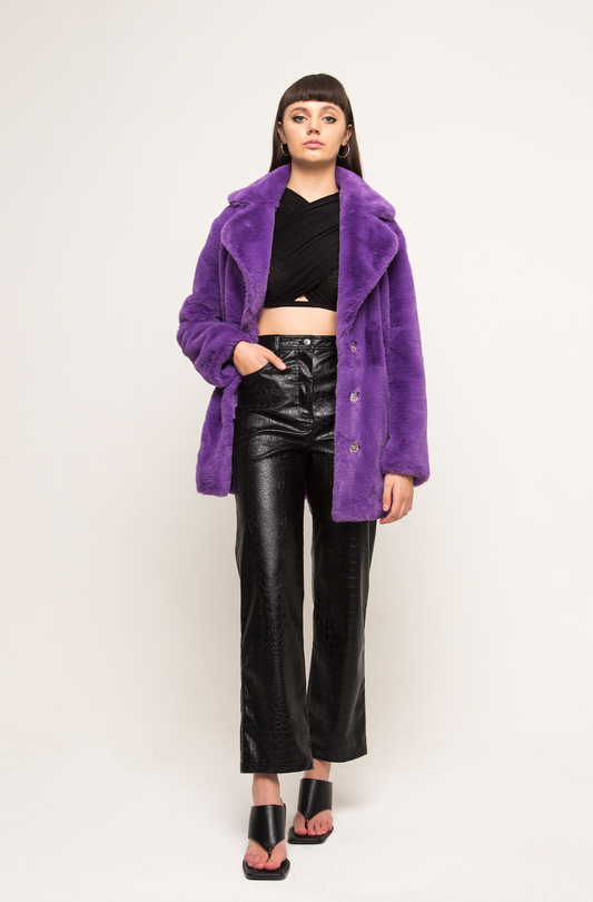 HENDRIX FAUX FUR COAT PURPLE