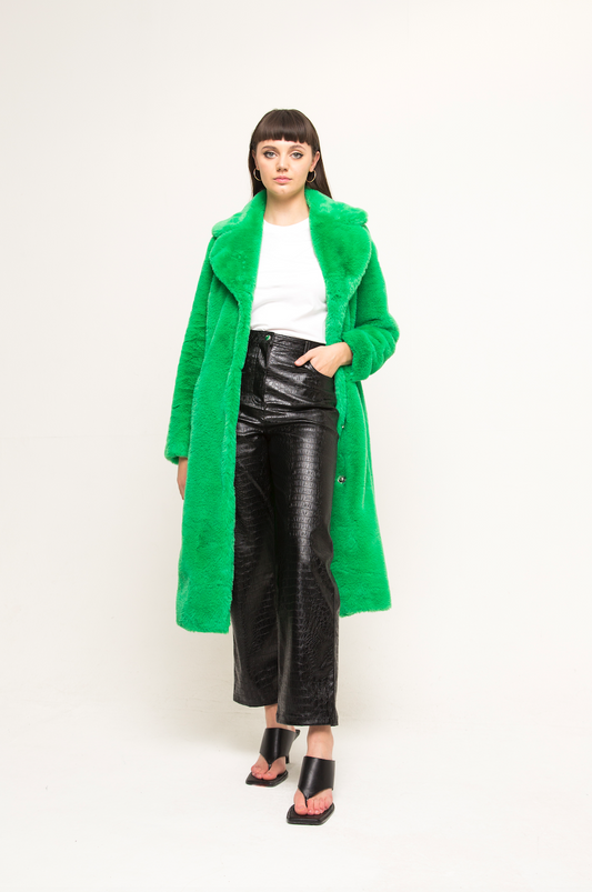 KAI FAUX FUR COAT BRIGHT GREEN